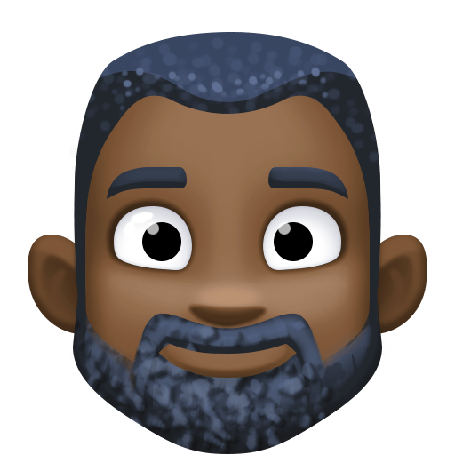 Person: Dark Skin Tone, Beard, the previous design