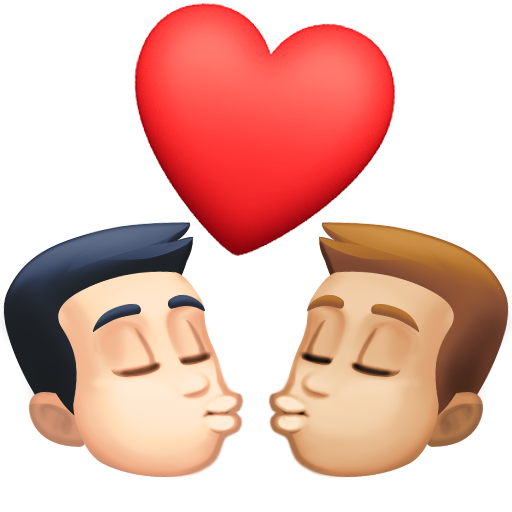 Kiss: Man, Man, Light Skin Tone, Medium-Light Skin Tone, the design in this release