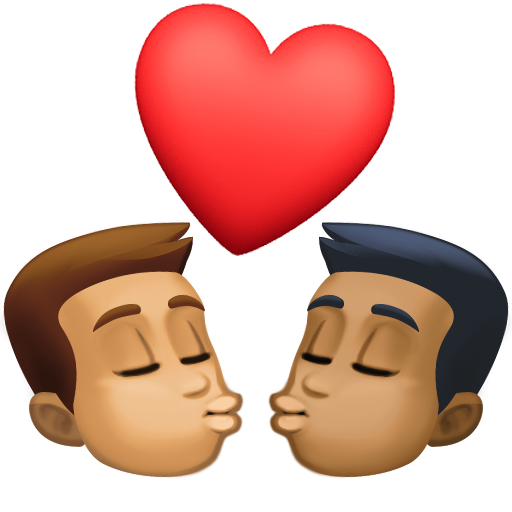 Kiss: Man, Man, Medium Skin Tone, Medium-Dark Skin Tone, the design in this release