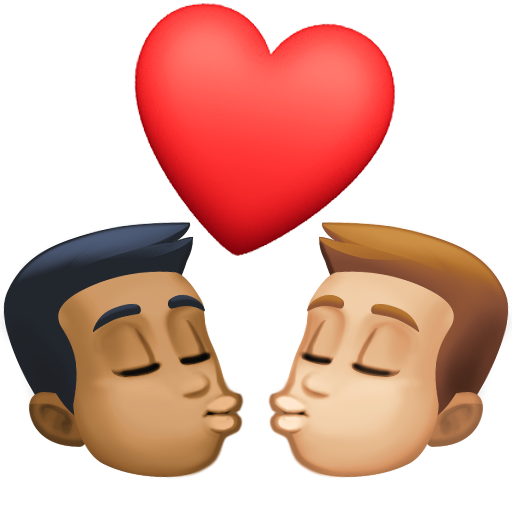 Kiss: Man, Man, Medium-Dark Skin Tone, Medium-Light Skin Tone, the design in this release