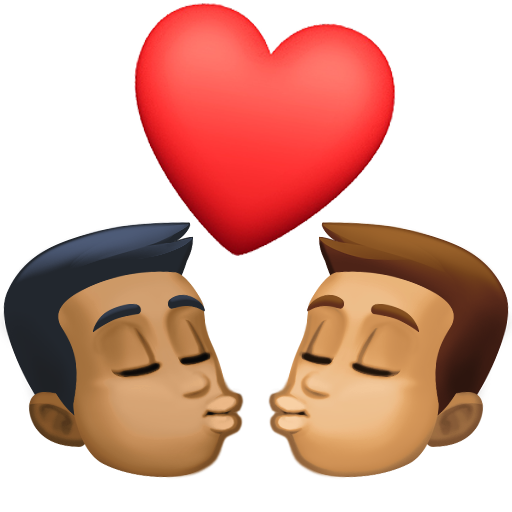 Kiss: Man, Man, Medium-Dark Skin Tone, Medium Skin Tone, the design in this release