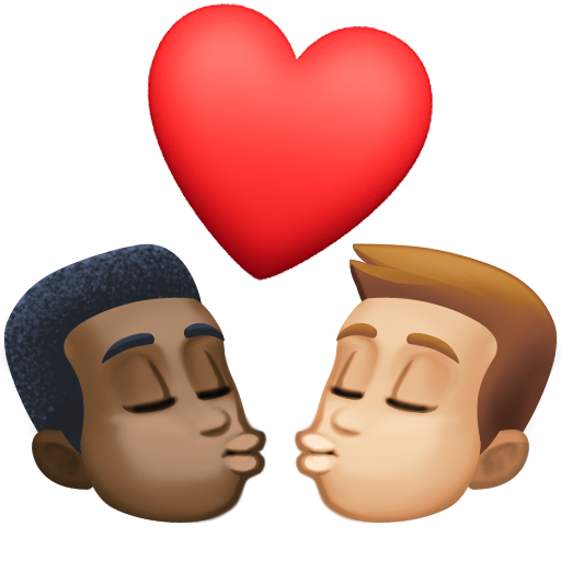 Kiss: Man, Man, Dark Skin Tone, Medium-Light Skin Tone, the design in this release