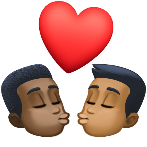 Kiss: Man, Man, Dark Skin Tone, Medium-Dark Skin Tone, the design in this release