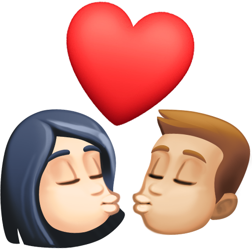 Kiss: Woman, Man, Light Skin Tone, Medium-Light Skin Tone, the design in this release