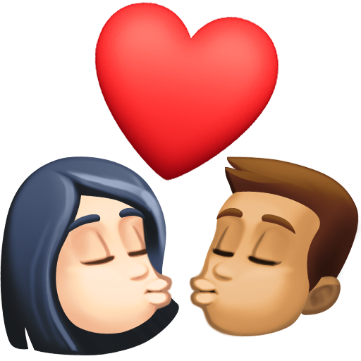 Kiss: Woman, Man, Light Skin Tone, Medium Skin Tone, the design in this release
