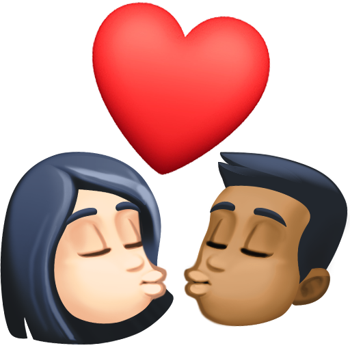 Kiss: Woman, Man, Light Skin Tone, Medium-Dark Skin Tone, the design in this release