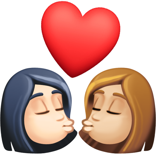 Kiss: Woman, Woman, Light Skin Tone, Medium-Light Skin Tone, the design in this release