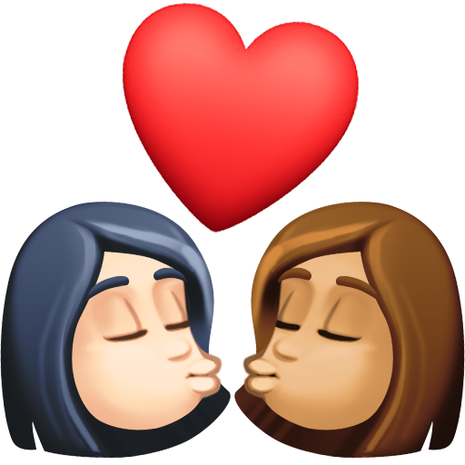 Kiss: Woman, Woman, Light Skin Tone, Medium Skin Tone, the design in this release