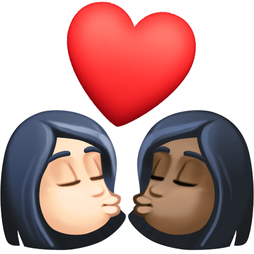 Kiss: Woman, Woman, Light Skin Tone, Dark Skin Tone, the design in this release