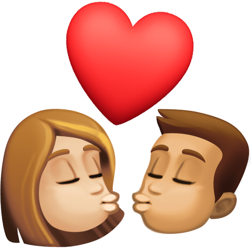 Kiss: Woman, Man, Medium-Light Skin Tone, Medium Skin Tone, the design in this release