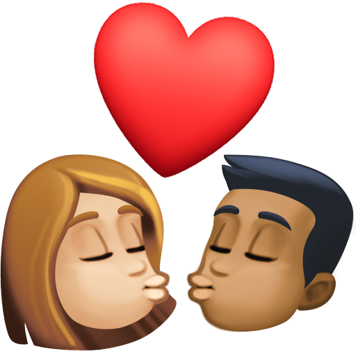 Kiss: Woman, Man, Medium-Light Skin Tone, Medium-Dark Skin Tone, the design in this release