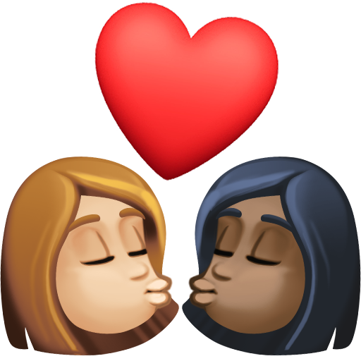 Kiss: Woman, Woman, Medium-Light Skin Tone, Dark Skin Tone, the design in this release