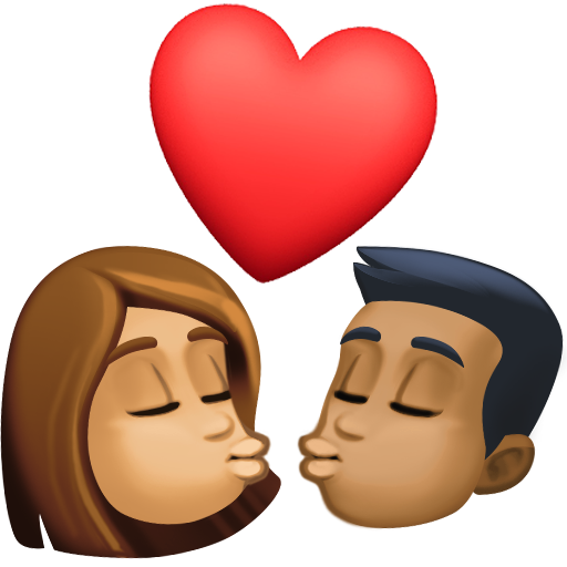 Kiss: Woman, Man, Medium Skin Tone, Medium-Dark Skin Tone, the design in this release
