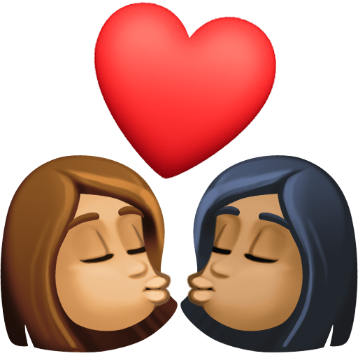 Kiss: Woman, Woman, Medium Skin Tone, Medium-Dark Skin Tone, the design in this release