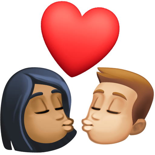 Kiss: Woman, Man, Medium-Dark Skin Tone, Medium-Light Skin Tone, the design in this release