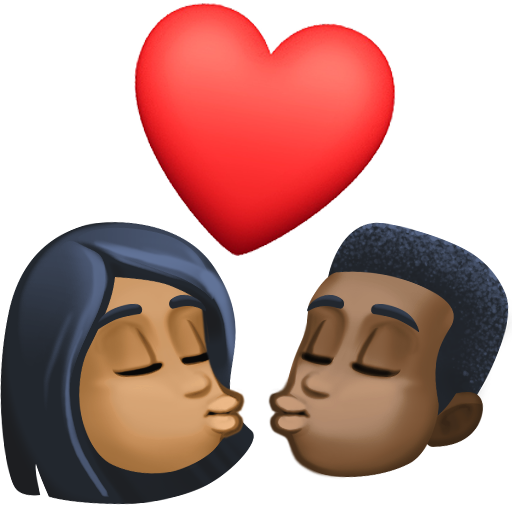 Kiss: Woman, Man, Medium-Dark Skin Tone, Dark Skin Tone, the design in this release