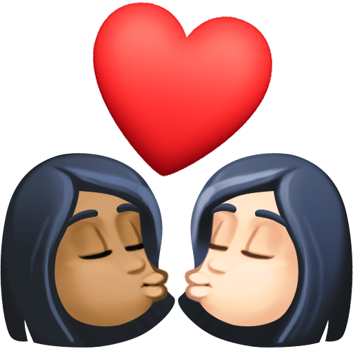 Kiss: Woman, Woman, Medium-Dark Skin Tone, Light Skin Tone, the design in this release