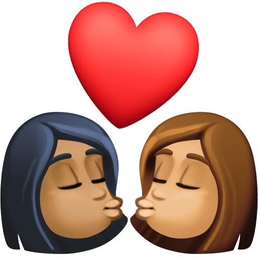 Kiss: Woman, Woman, Medium-Dark Skin Tone, Medium Skin Tone, the design in this release