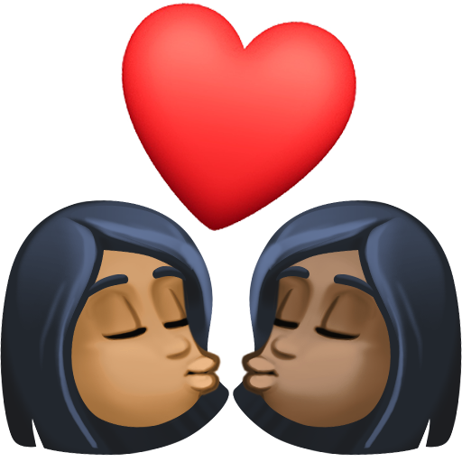 Kiss: Woman, Woman, Medium-Dark Skin Tone, Dark Skin Tone, the design in this release