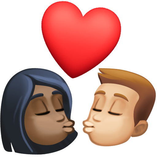 Kiss: Woman, Man, Dark Skin Tone, Medium-Light Skin Tone, the design in this release