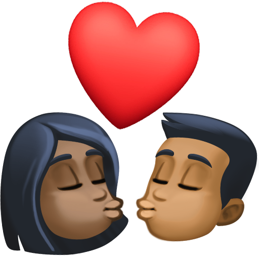 Kiss: Woman, Man, Dark Skin Tone, Medium-Dark Skin Tone, the design in this release