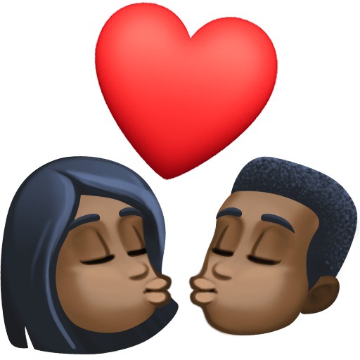 Kiss: Woman, Man, Dark Skin Tone, the design in this release