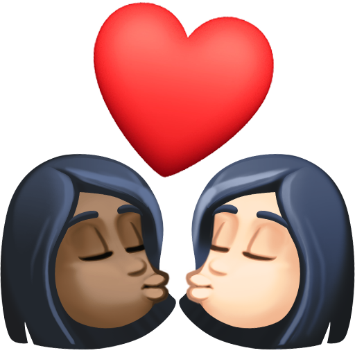 Kiss: Woman, Woman, Dark Skin Tone, Light Skin Tone, the design in this release