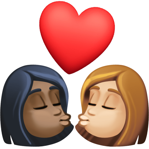 Kiss: Woman, Woman, Dark Skin Tone, Medium-Light Skin Tone, the design in this release