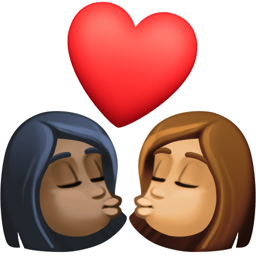 Kiss: Woman, Woman, Dark Skin Tone, Medium Skin Tone, the design in this release