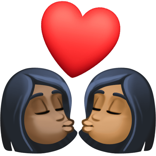 Kiss: Woman, Woman, Dark Skin Tone, Medium-Dark Skin Tone, the design in this release