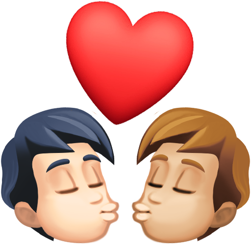 Kiss: Person, Person, Light Skin Tone, Medium-Light Skin Tone, the design in this release