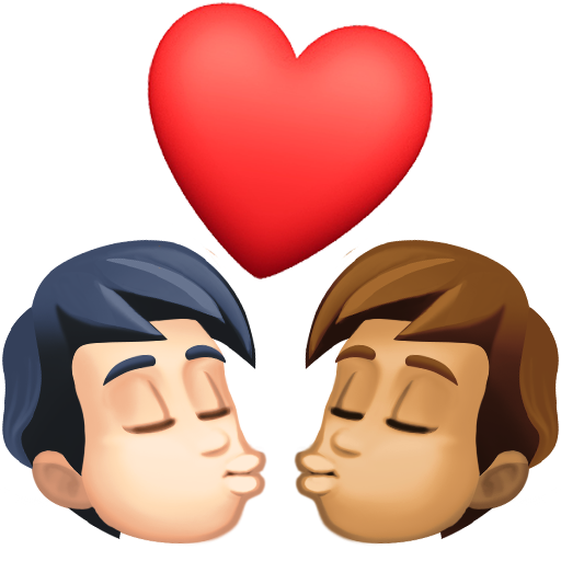 Kiss: Person, Person, Light Skin Tone, Medium Skin Tone, the design in this release