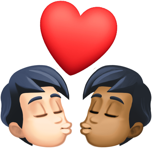 Kiss: Person, Person, Light Skin Tone, Medium-Dark Skin Tone, the design in this release