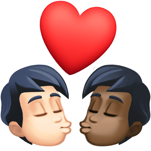 Kiss: Person, Person, Light Skin Tone, Dark Skin Tone, the design in this release