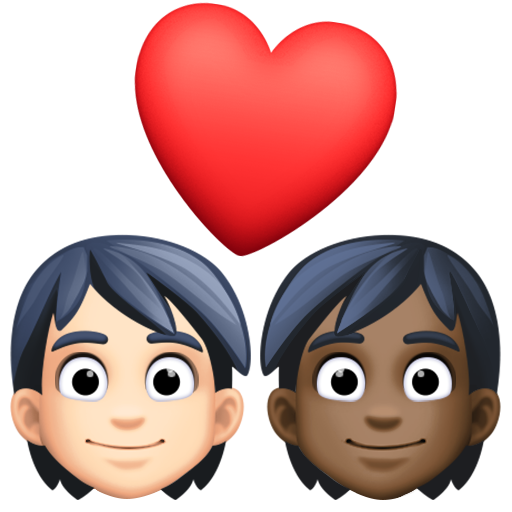 Couple with Heart: Person, Person, Light Skin Tone, Dark Skin Tone, the design in this release