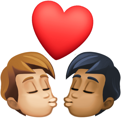 Kiss: Person, Person, Medium-Light Skin Tone, Medium-Dark Skin Tone, the design in this release
