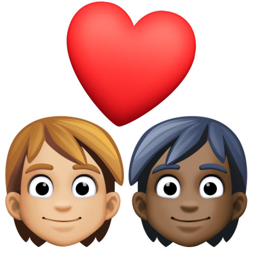 Couple with Heart: Person, Person, Medium-Light Skin Tone, Dark Skin Tone, the design in this release