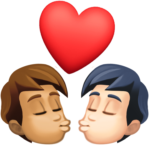 Kiss: Person, Person, Medium Skin Tone, Light Skin Tone, the design in this release