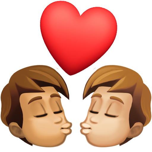 Kiss: Person, Person, Medium Skin Tone, Medium-Light Skin Tone, the design in this release