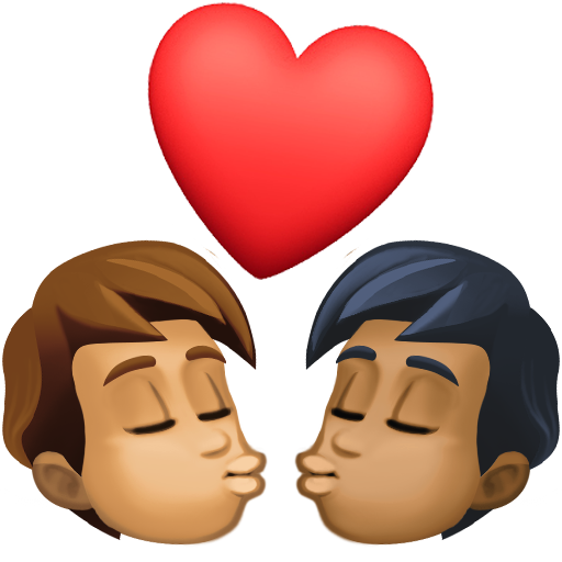 Kiss: Person, Person, Medium Skin Tone, Medium-Dark Skin Tone, the design in this release