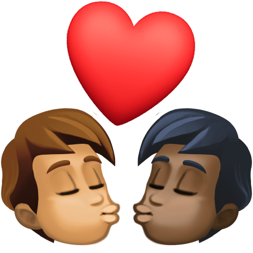 Kiss: Person, Person, Medium Skin Tone, Dark Skin Tone, the design in this release