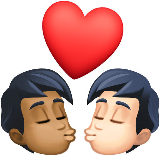 Kiss: Person, Person, Medium-Dark Skin Tone, Light Skin Tone, the design in this release