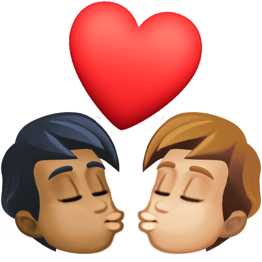 Kiss: Person, Person, Medium-Dark Skin Tone, Medium-Light Skin Tone, the design in this release
