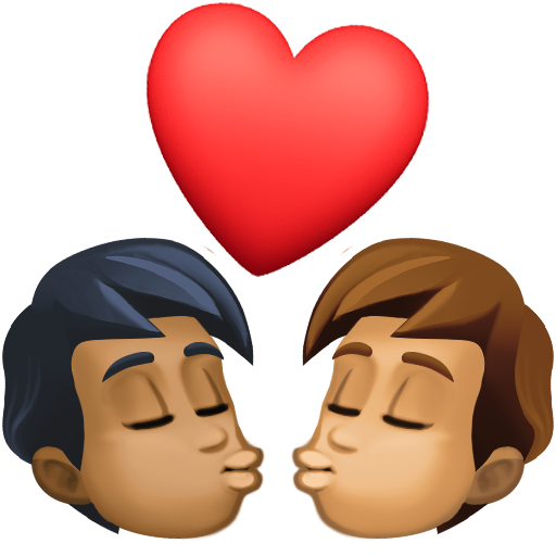Kiss: Person, Person, Medium-Dark Skin Tone, Medium Skin Tone, the design in this release