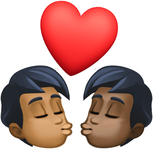 Kiss: Person, Person, Medium-Dark Skin Tone, Dark Skin Tone, the design in this release