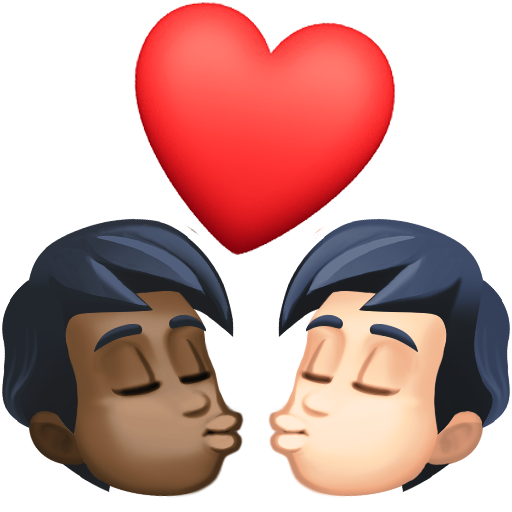 Kiss: Person, Person, Dark Skin Tone, Light Skin Tone, the design in this release