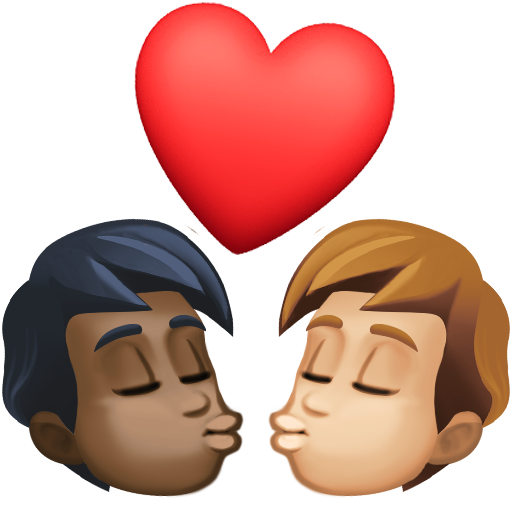 Kiss: Person, Person, Dark Skin Tone, Medium-Light Skin Tone, the design in this release