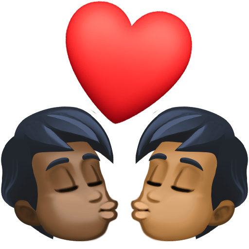 Kiss: Person, Person, Dark Skin Tone, Medium-Dark Skin Tone, the design in this release