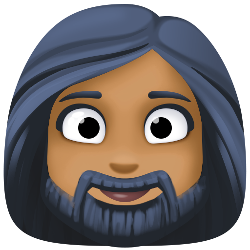 Woman: Medium-Dark Skin Tone, Beard, the design in this release