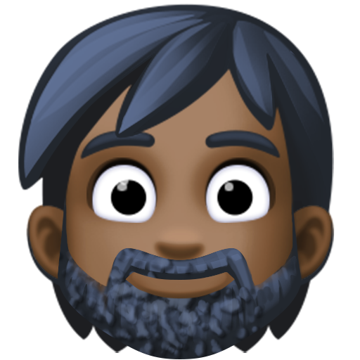Person: Dark Skin Tone, Beard, the design in this release